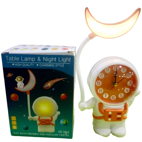 Cute Astronot Rechargeable Table/Desk Lamp with clock , alarm, pen holder and sharpner 4in1 - Image 3