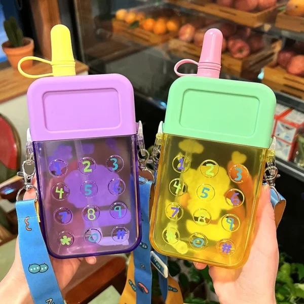 Cute Phone Straw Water Bottle